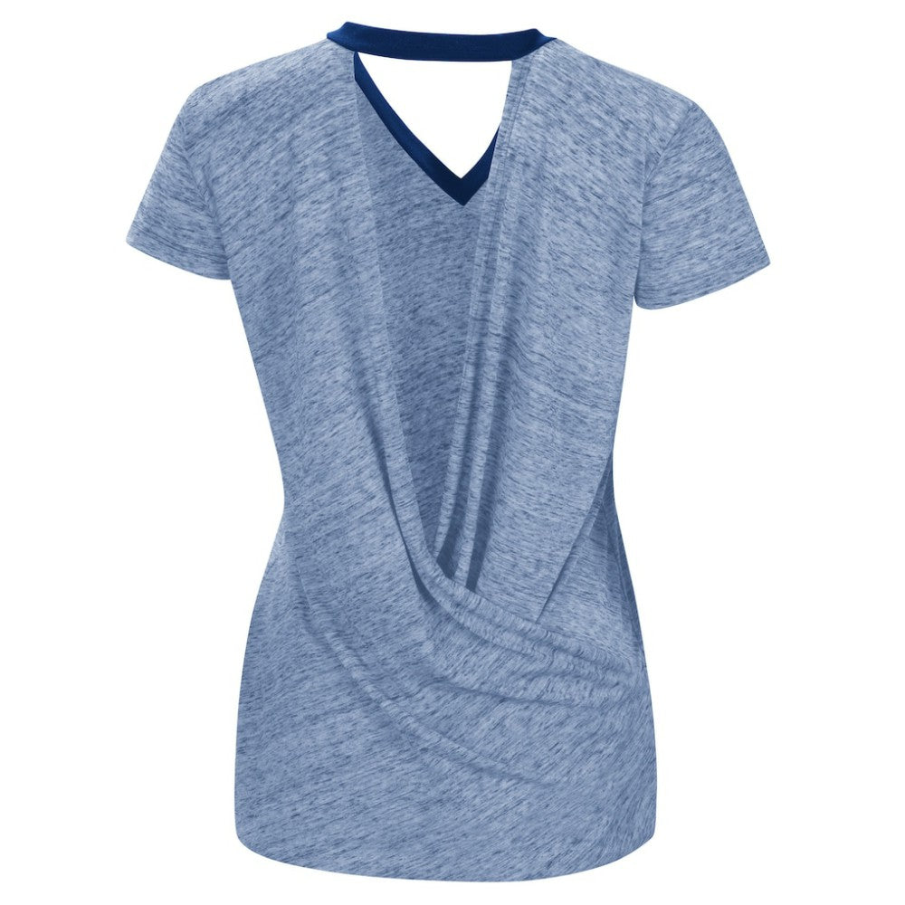 Royal Chicago Cubs Touch Women's Halftime Back Wrap Top V-Neck T-Shirt