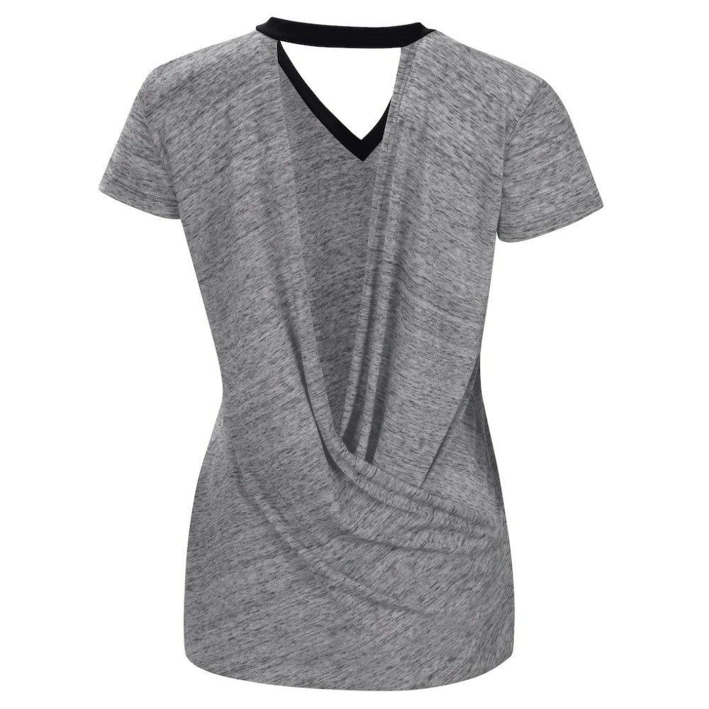 Black Colorado Rockies Touch Women's Halftime Back Wrap Top V-Neck T-Shirt