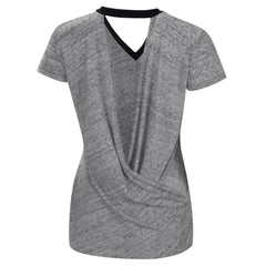 Black Colorado Rockies Touch Women's Halftime Back Wrap Top V-Neck T-Shirt