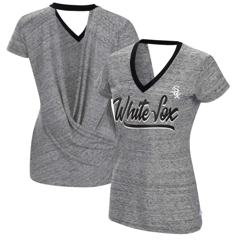 Black Chicago White Sox Touch Women's Halftime Back Wrap Top V-Neck T-Shirt
