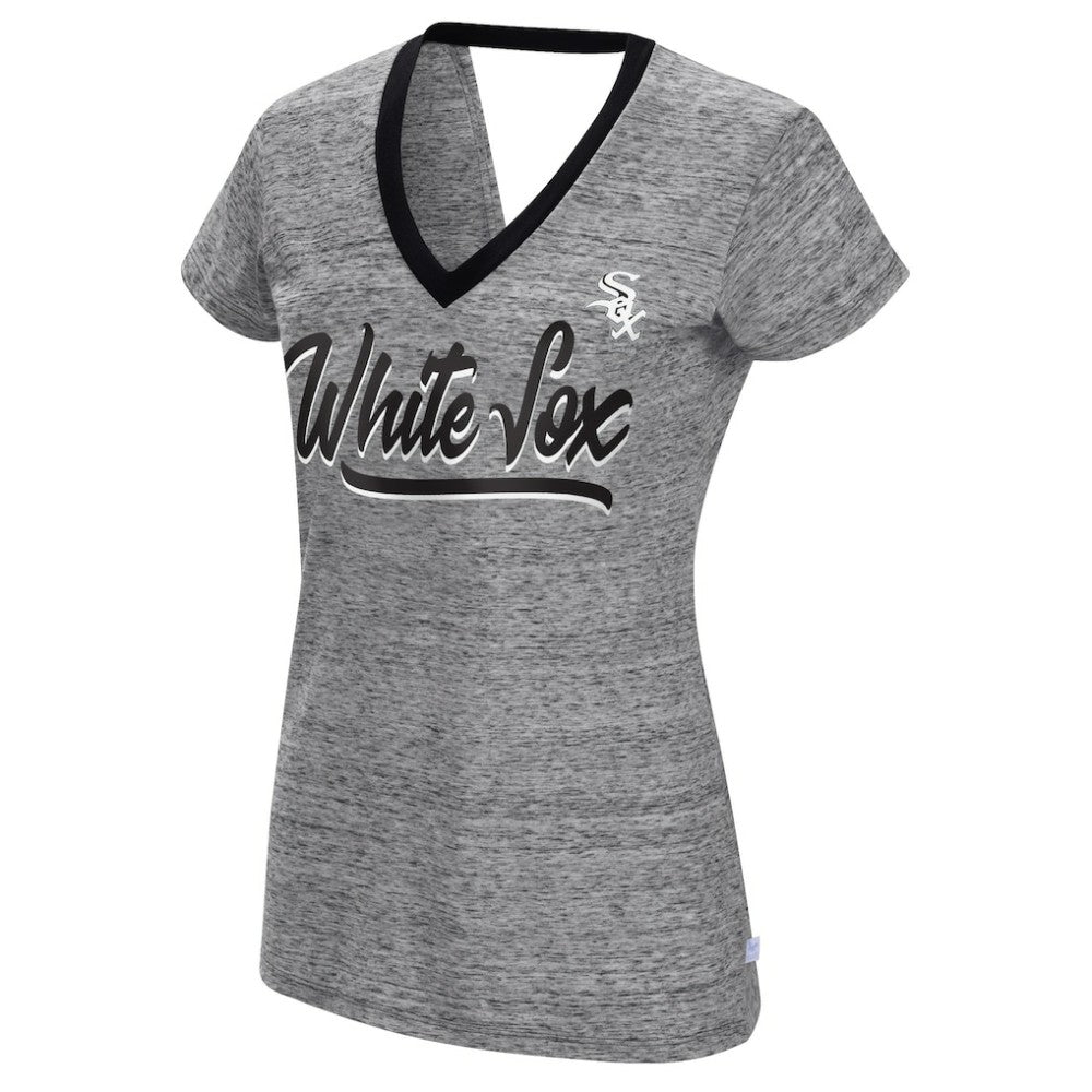 Black Chicago White Sox Touch Women's Halftime Back Wrap Top V-Neck T-Shirt