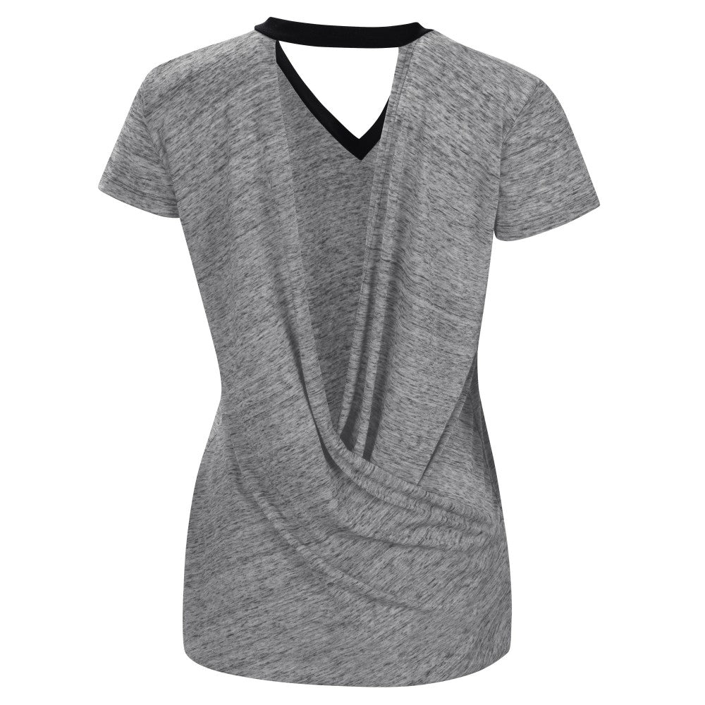 Black Miami Marlins Touch Women's Halftime Back Wrap Top V-Neck T-Shirt