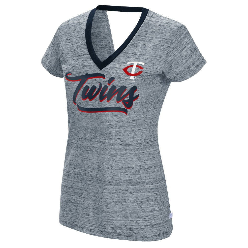 Navy Minnesota Twins Touch Women's Halftime Back Wrap Top V-Neck T-Shirt