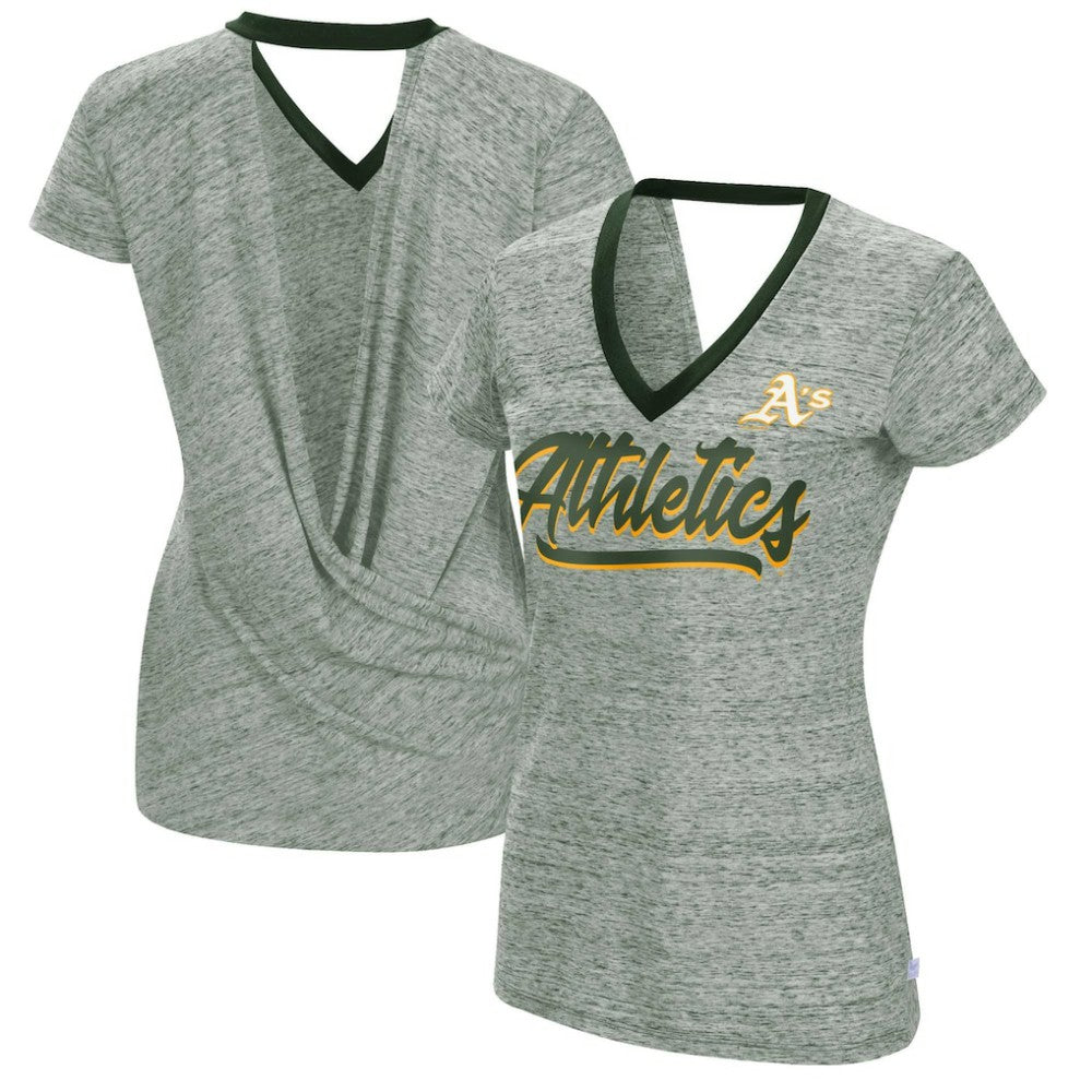 Green Athletics Touch Women's Halftime Back Wrap Top V-Neck T-Shirt