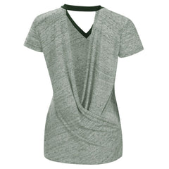 Green Athletics Touch Women's Halftime Back Wrap Top V-Neck T-Shirt