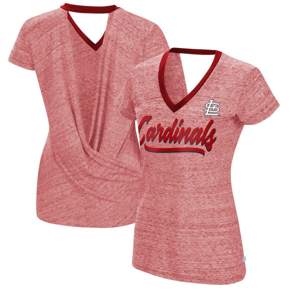 Red St. Louis Cardinals Touch Women's Halftime Back Wrap Top V-Neck T-Shirt