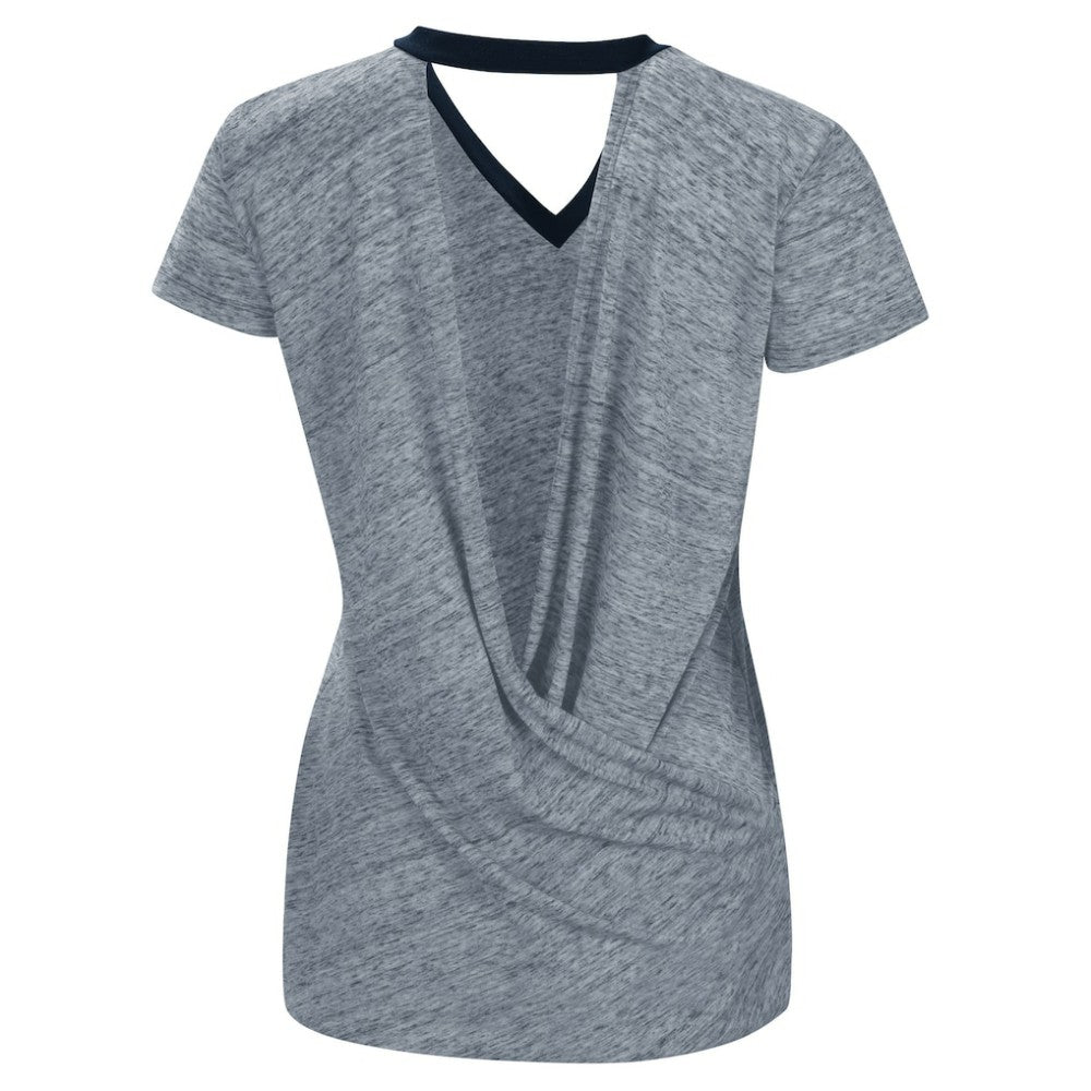 Navy Cleveland Guardians Touch Women's Halftime Back Wrap Top V-Neck T-Shirt