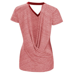 Red Washington Nationals Touch Women's Halftime Back Wrap Top V-Neck T-Shirt