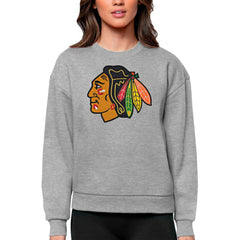 NHL Chicago Blackhawks Antigua Women's Team Logo Victory Crewneck Pullover Sweatshirt