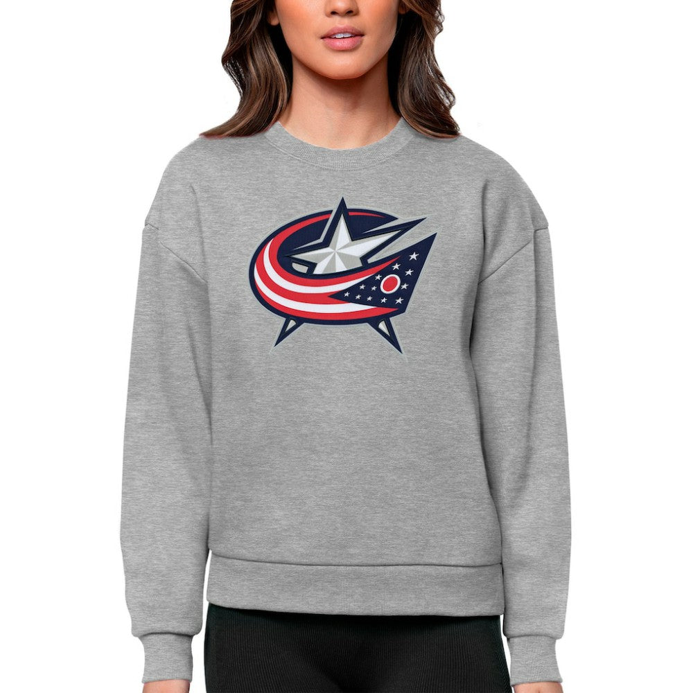 NHL Columbus Blue Jackets Antigua Women's Team Logo Victory Crewneck Pullover Sweatshirt