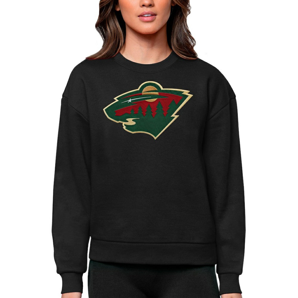 NHL Minnesota Wild Antigua Women's Team Logo Victory Crewneck Pullover Sweatshirt