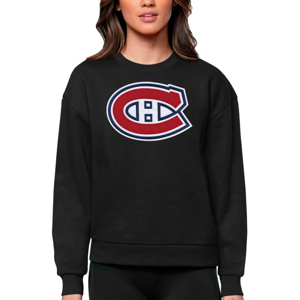 NHL Montreal Canadiens Antigua Women's Team Logo Victory Crewneck Pullover Sweatshirt