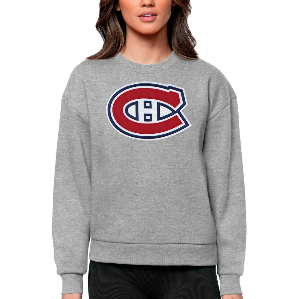 NHL Montreal Canadiens Antigua Women's Team Logo Victory Crewneck Pullover Sweatshirt