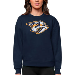 NHL Nashville Predators Antigua Women's Team Logo Victory Crewneck Pullover Sweatshirt