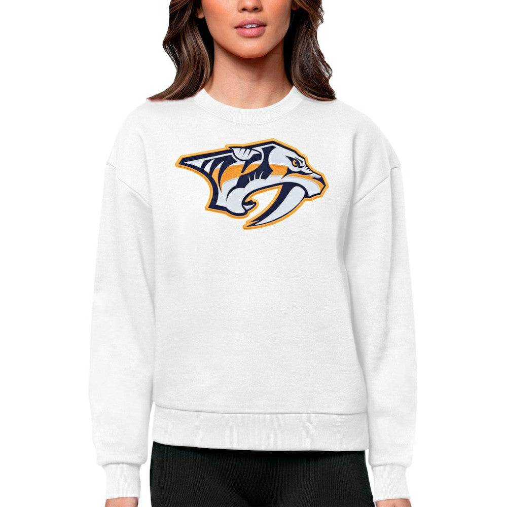 NHL Nashville Predators Antigua Women's Team Logo Victory Crewneck Pullover Sweatshirt