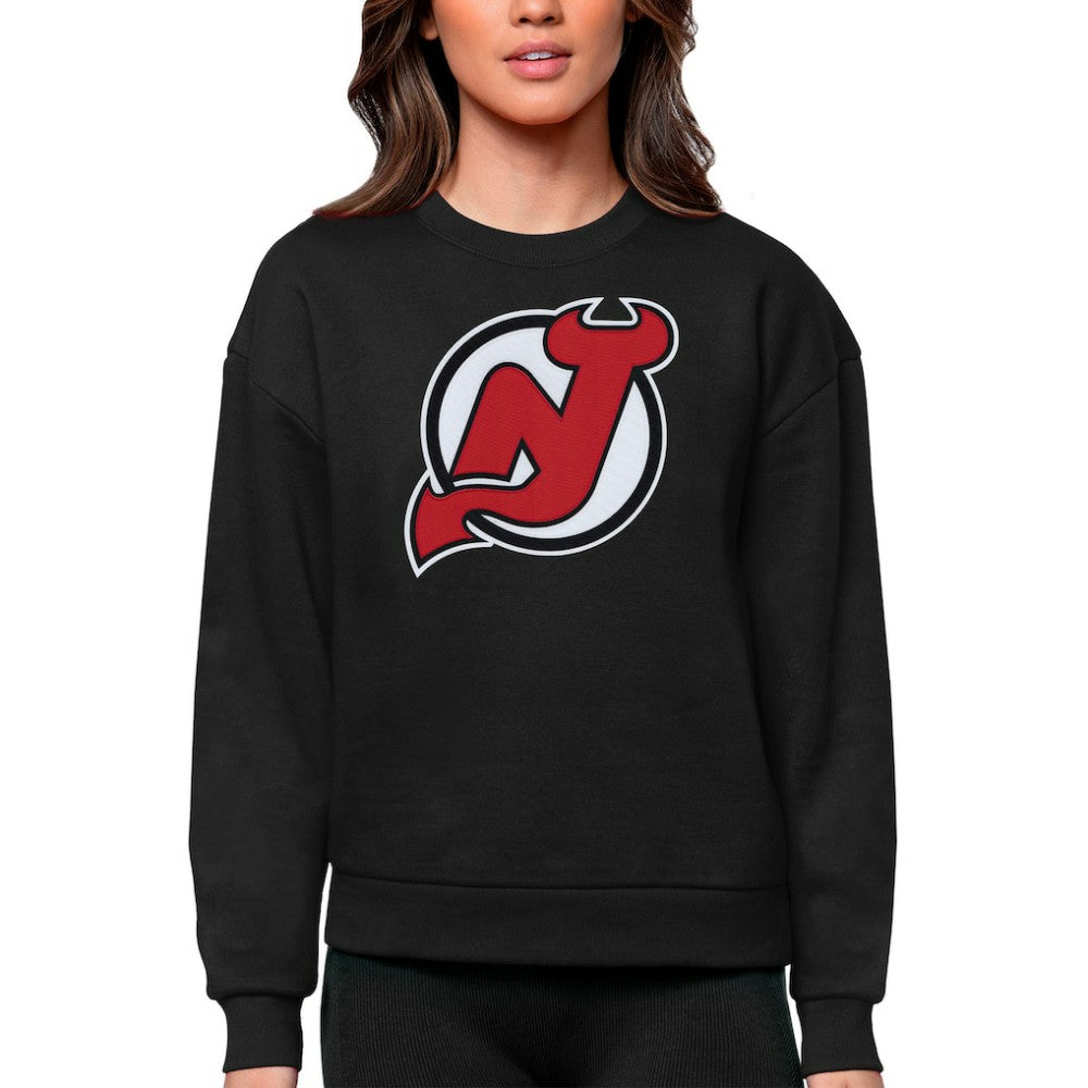 NHL New Jersey Devils Antigua Women's Team Logo Victory Crewneck Pullover Sweatshirt