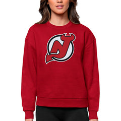 NHL New Jersey Devils Antigua Women's Team Logo Victory Crewneck Pullover Sweatshirt