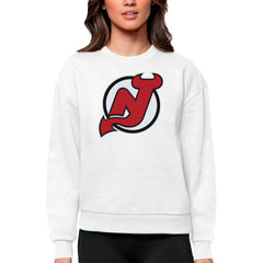 NHL New Jersey Devils Antigua Women's Team Logo Victory Crewneck Pullover Sweatshirt