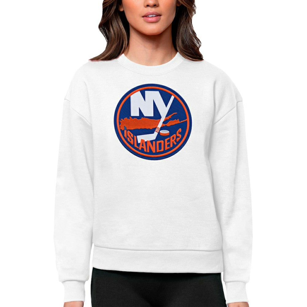 NHL New York Islanders Antigua Women's Team Logo Victory Crewneck Pullover Sweatshirt