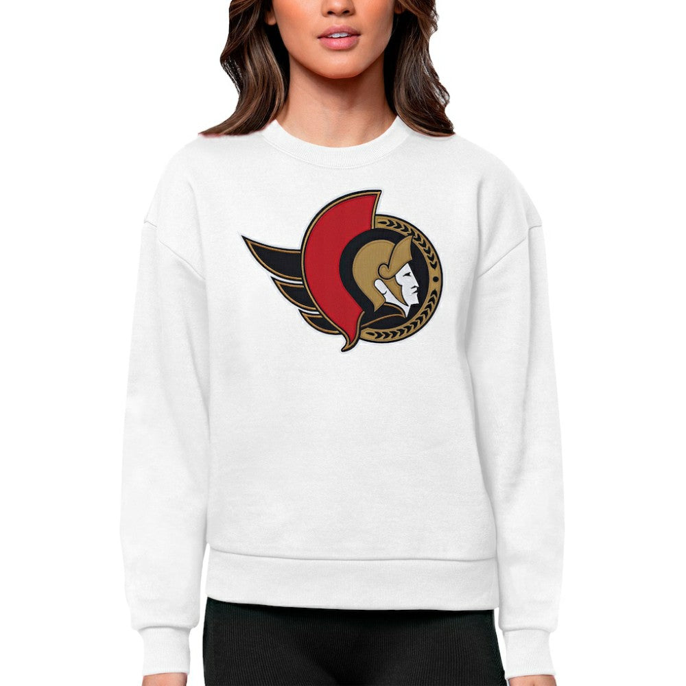 NHL Ottawa Senators Antigua Women's Team Logo Victory Crewneck Pullover Sweatshirt
