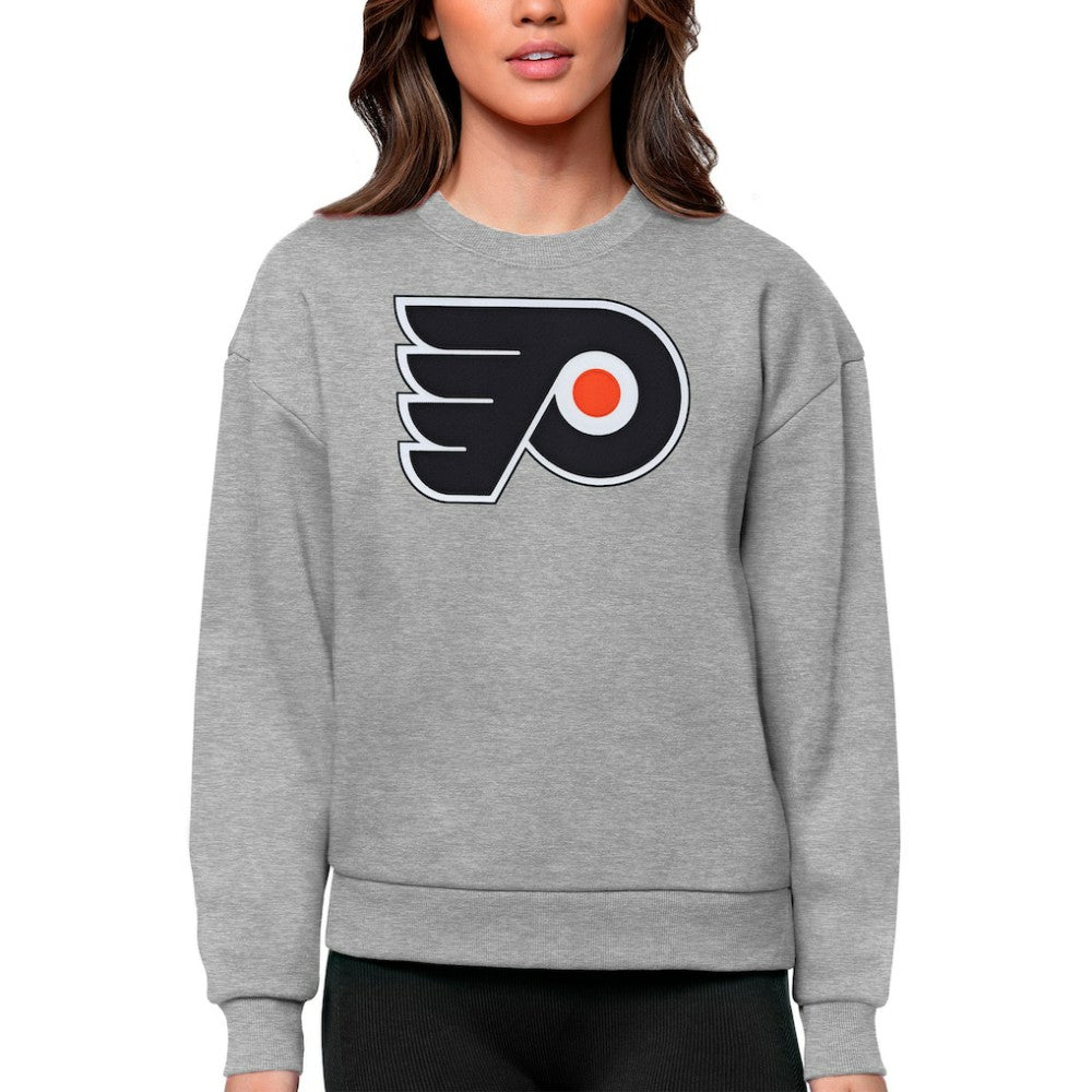 NHL Philadelphia Flyers Antigua Women's Team Logo Victory Crewneck Pullover Sweatshirt
