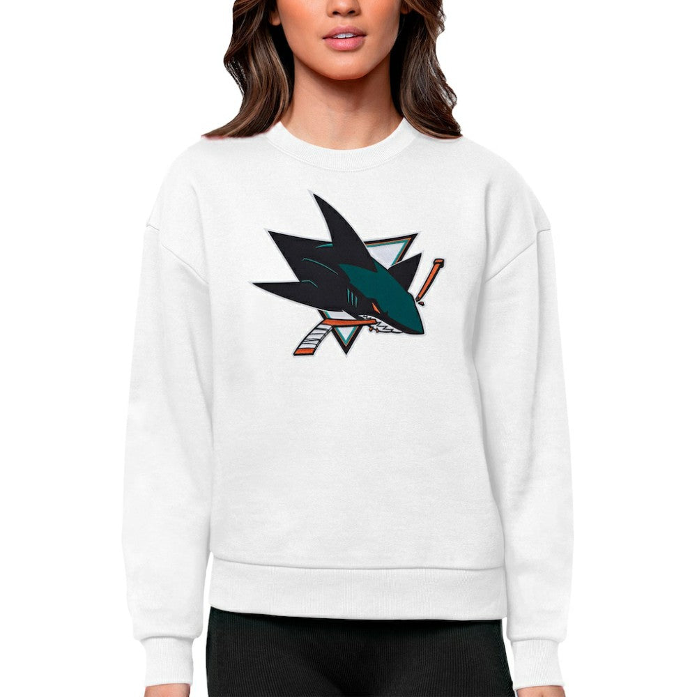 NHL San Jose Sharks Antigua Women's Team Logo Victory Crewneck Pullover Sweatshirt