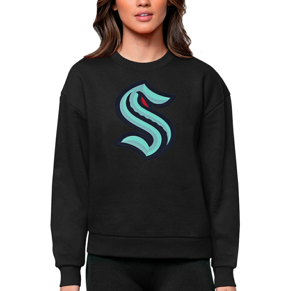 NHL Seattle Kraken Antigua Women's Team Logo Victory Crewneck Pullover Sweatshirt