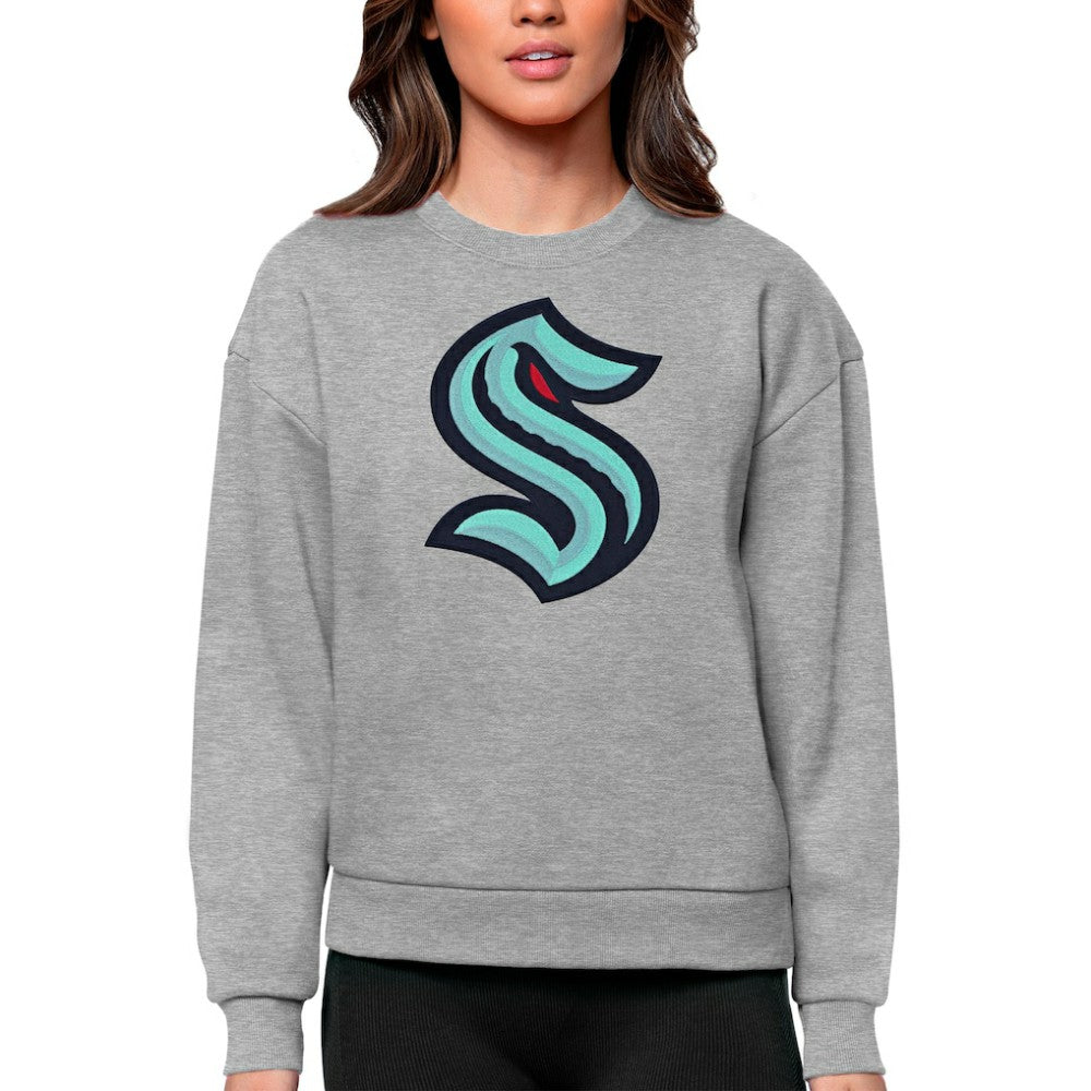 NHL Seattle Kraken Antigua Women's Team Logo Victory Crewneck Pullover Sweatshirt