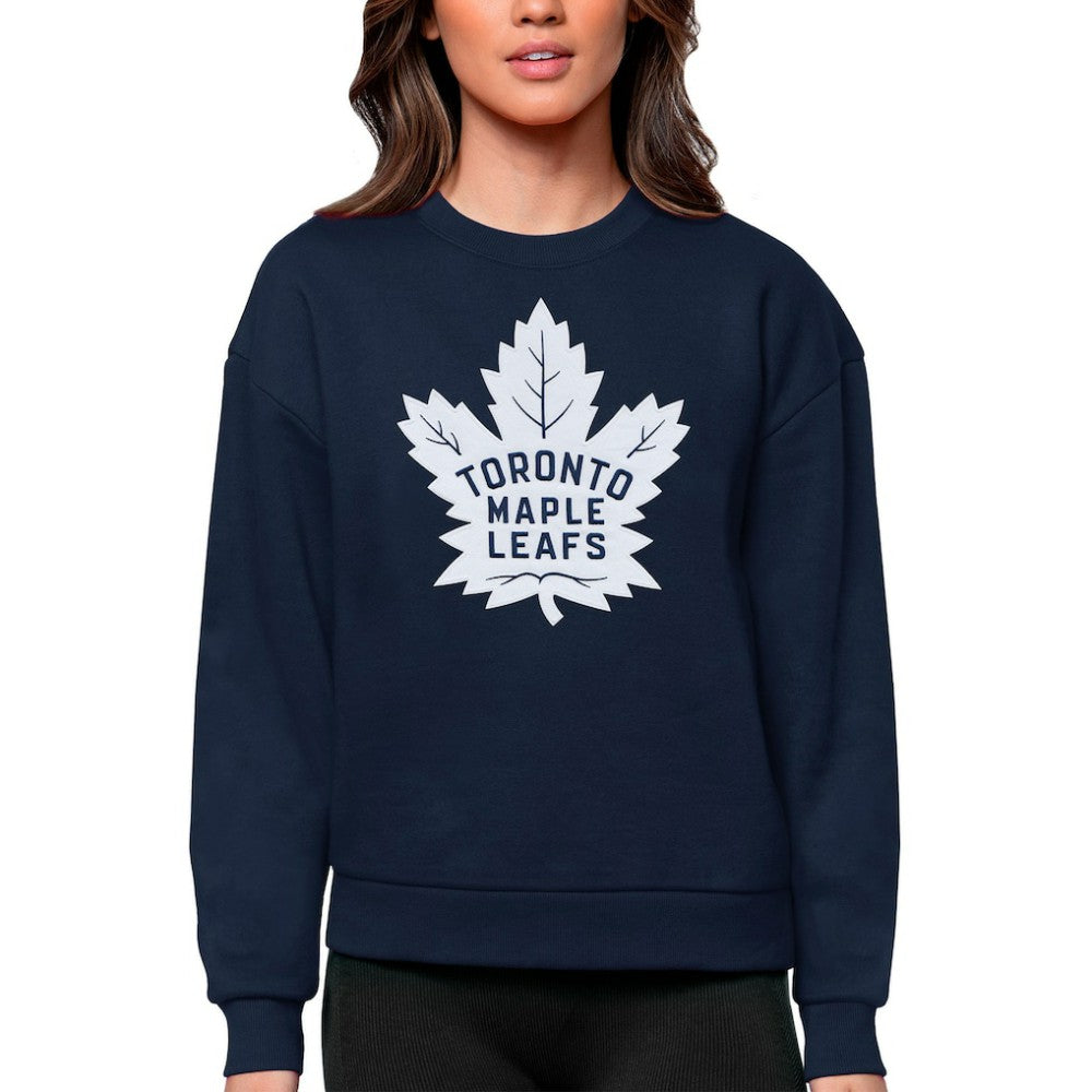 NHL Toronto Maple Leafs Antigua Women's Team Logo Victory Crewneck Pullover Sweatshirt