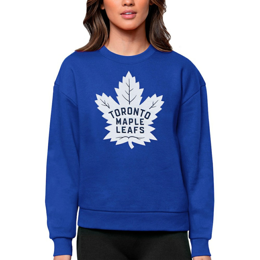 NHL Toronto Maple Leafs Antigua Women's Team Logo Victory Crewneck Pullover Sweatshirt