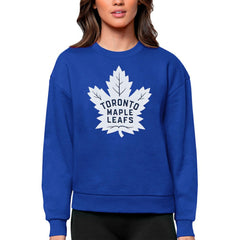 NHL Toronto Maple Leafs Antigua Women's Team Logo Victory Crewneck Pullover Sweatshirt