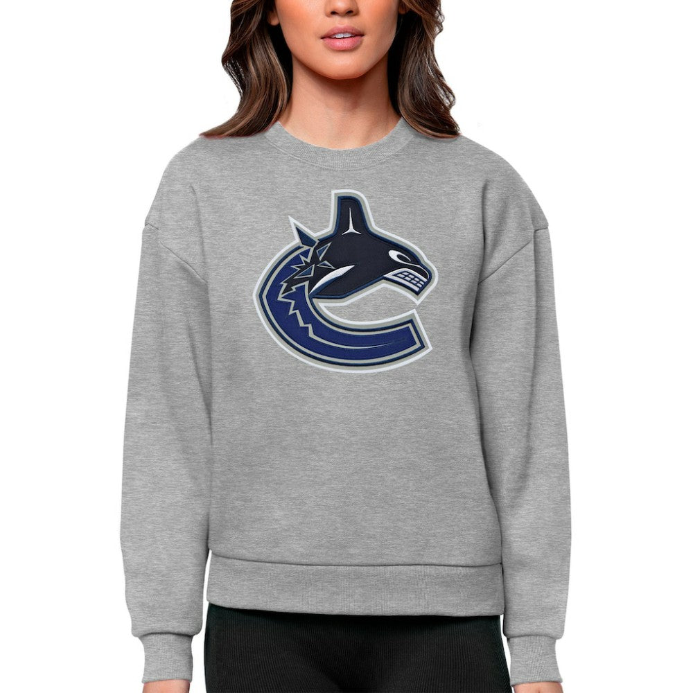 NHL Vancouver Canucks Antigua Women's Team Logo Victory Crewneck Pullover Sweatshirt