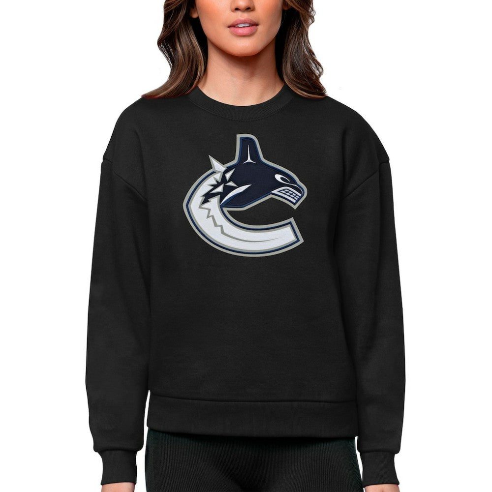 NHL Vancouver Canucks Antigua Women's Team Logo Victory Crewneck Pullover Sweatshirt