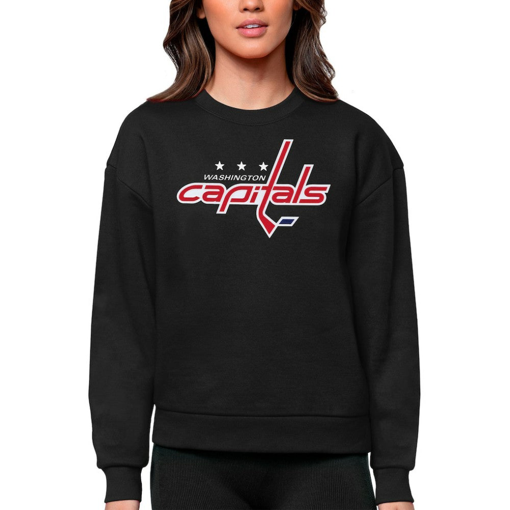 NHL Washington Capitals Antigua Women's Team Logo Victory Crewneck Pullover Sweatshirt