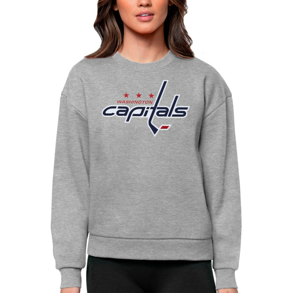 NHL Washington Capitals Antigua Women's Team Logo Victory Crewneck Pullover Sweatshirt