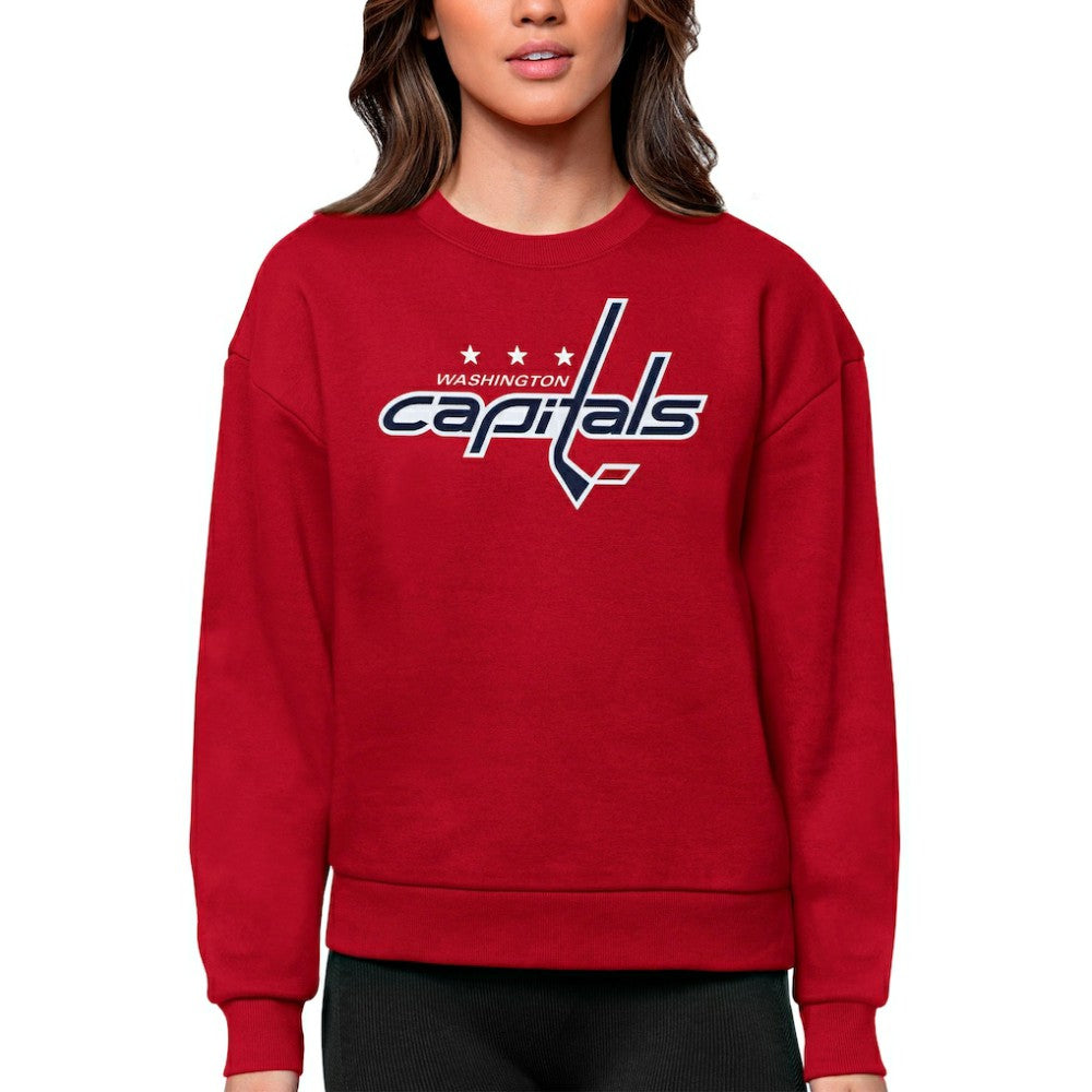 NHL Washington Capitals Antigua Women's Team Logo Victory Crewneck Pullover Sweatshirt
