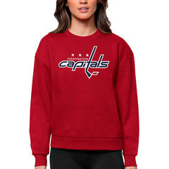 NHL Washington Capitals Antigua Women's Team Logo Victory Crewneck Pullover Sweatshirt