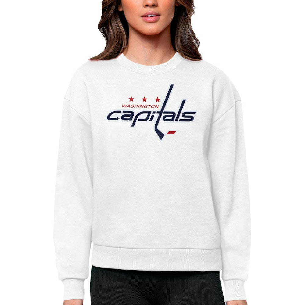 NHL Washington Capitals Antigua Women's Team Logo Victory Crewneck Pullover Sweatshirt