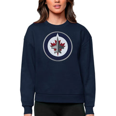 NHL Winnipeg Jets Antigua Women's Team Logo Victory Crewneck Pullover Sweatshirt