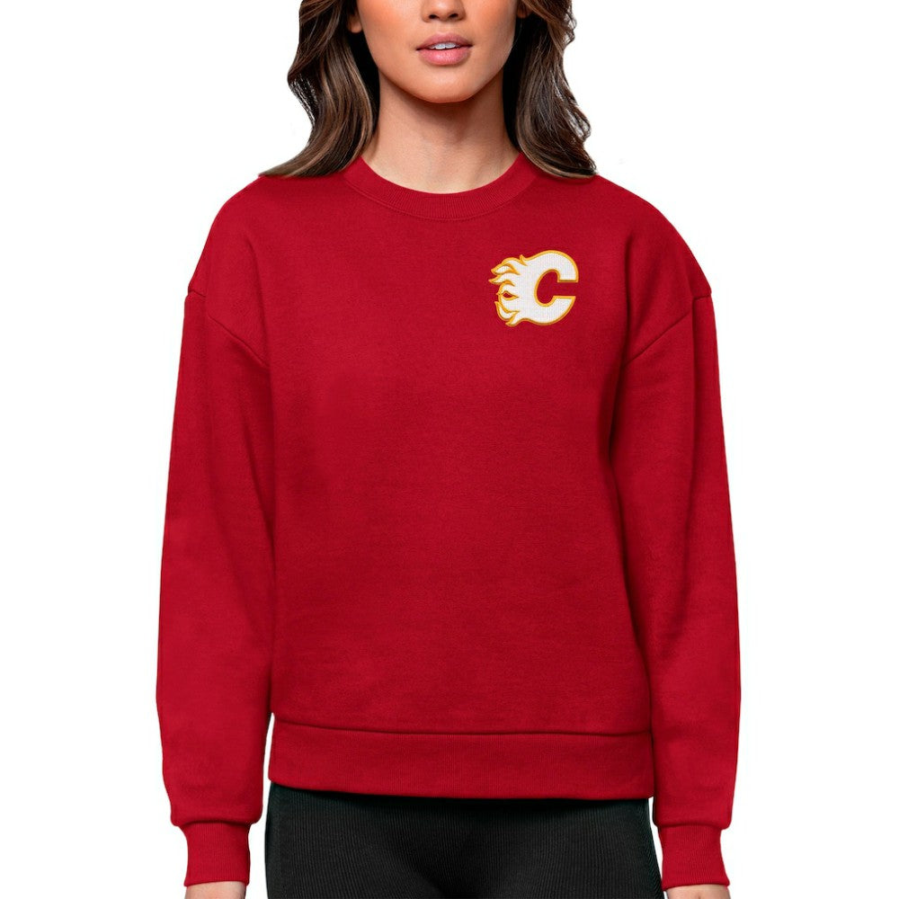 NHL Calgary Flames Antigua Women's Victory Crewneck Pullover Sweatshirt
