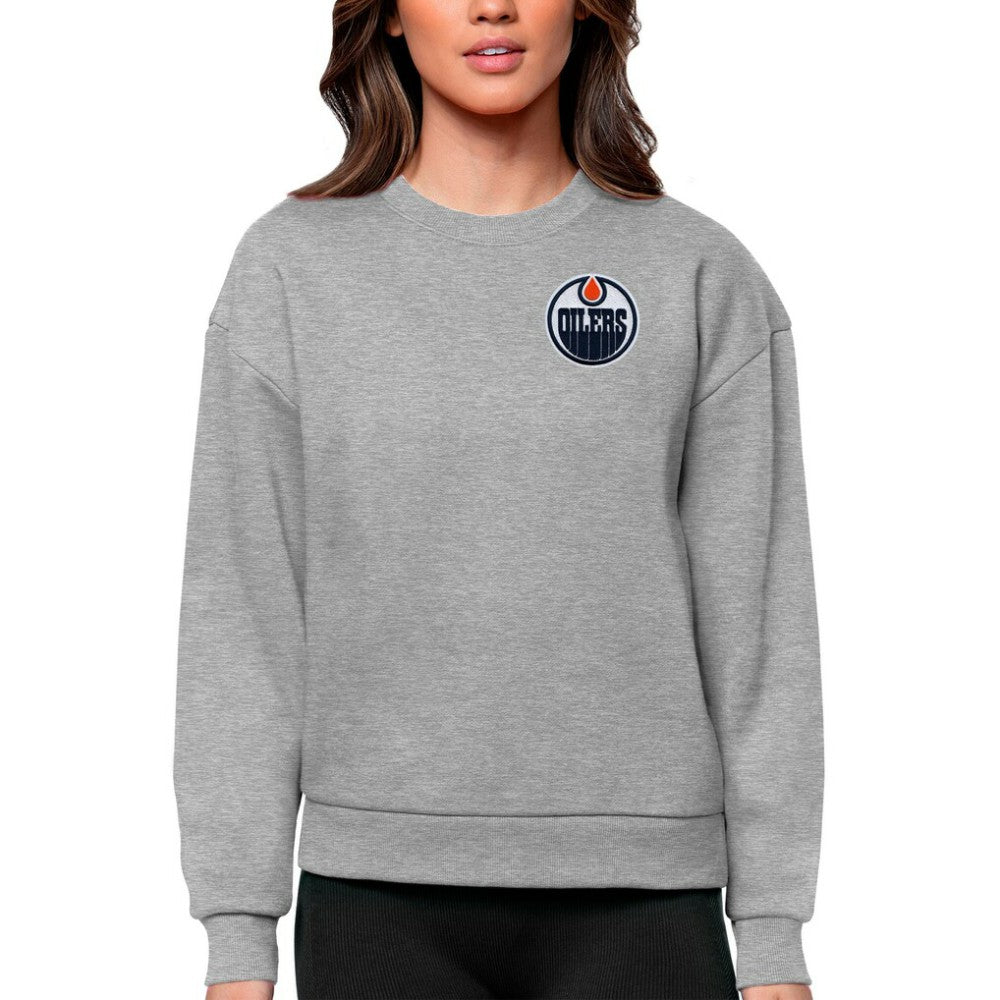 NHL Edmonton Oilers Antigua Women's Victory Crewneck Pullover Sweatshirt