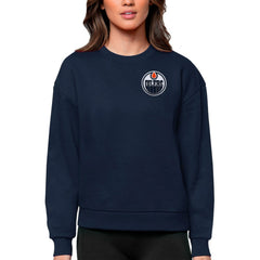 NHL Edmonton Oilers Antigua Women's Victory Crewneck Pullover Sweatshirt