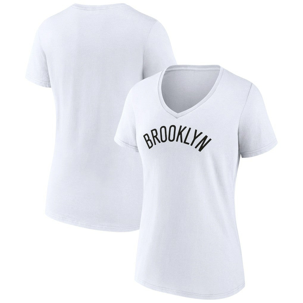 Brooklyn Nets Women's Wordmark V-Neck T-Shirt