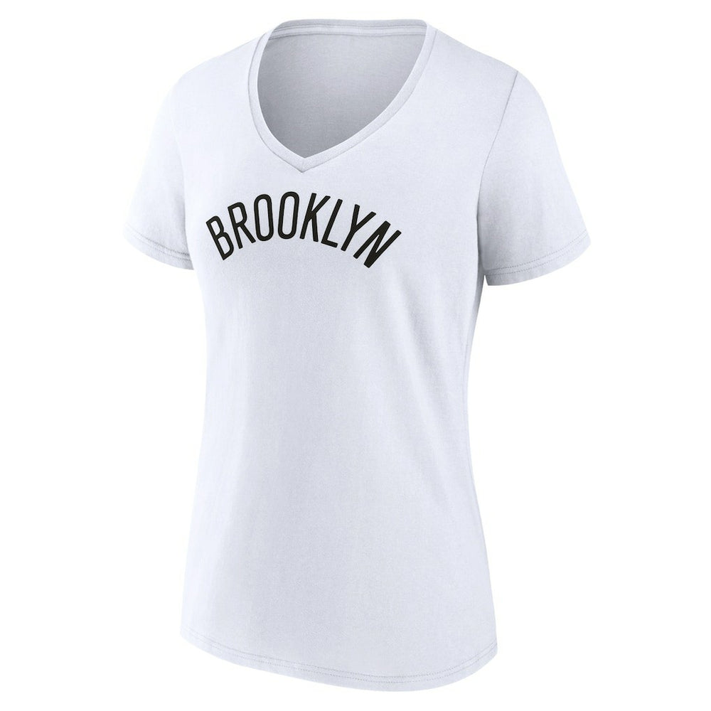 Brooklyn Nets Women's Wordmark V-Neck T-Shirt