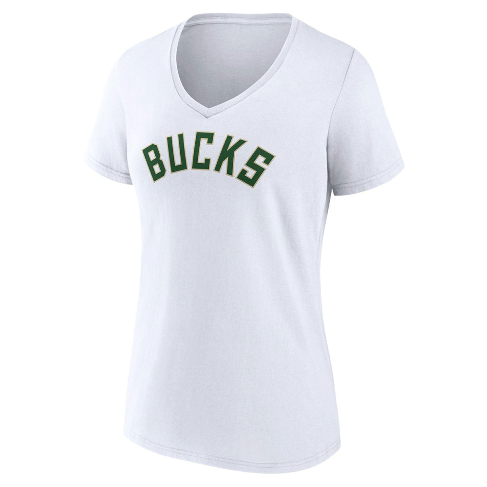 Milwaukee Bucks Women's Wordmark V-Neck T-Shirt