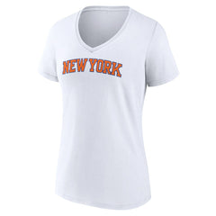 New York Knicks Women's Wordmark V-Neck T-Shirt