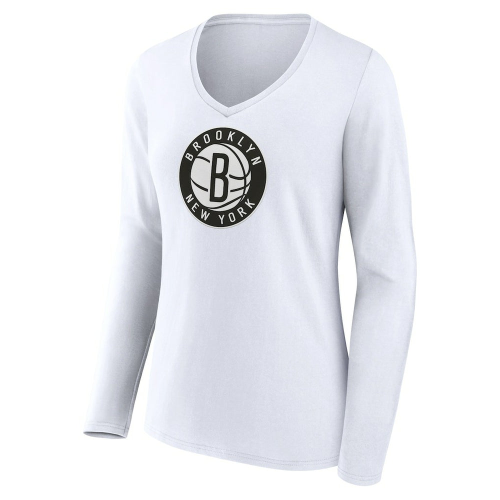 Brooklyn Nets Women's Logo Long Sleeve V-Neck T-Shirt