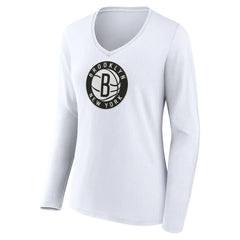Brooklyn Nets Women's Logo Long Sleeve V-Neck T-Shirt