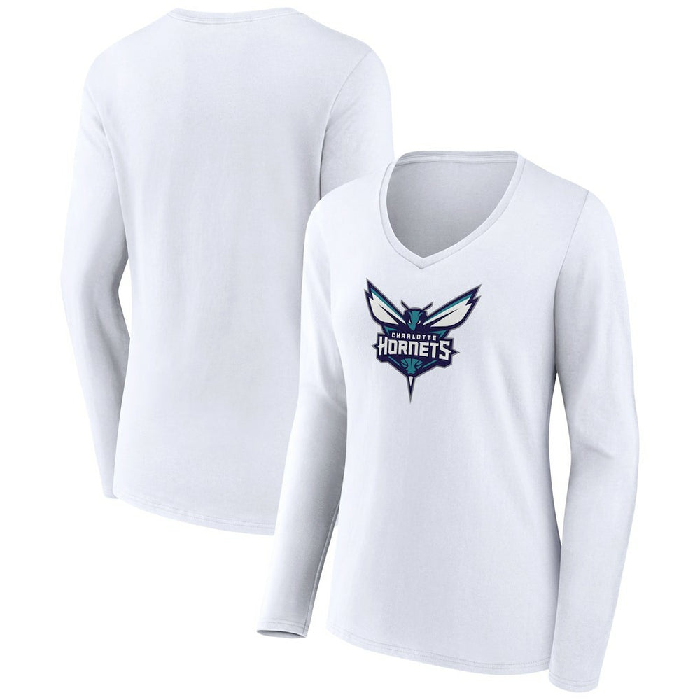 Charlotte Hornets Women's Logo Long Sleeve V-Neck T-Shirt