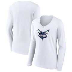 Charlotte Hornets Women's Logo Long Sleeve V-Neck T-Shirt